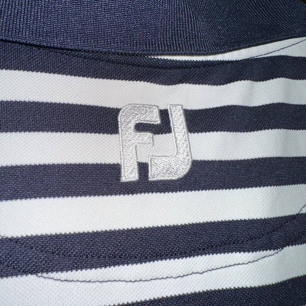 Blue/White Stripe FootJoy Golf Polo. Size M